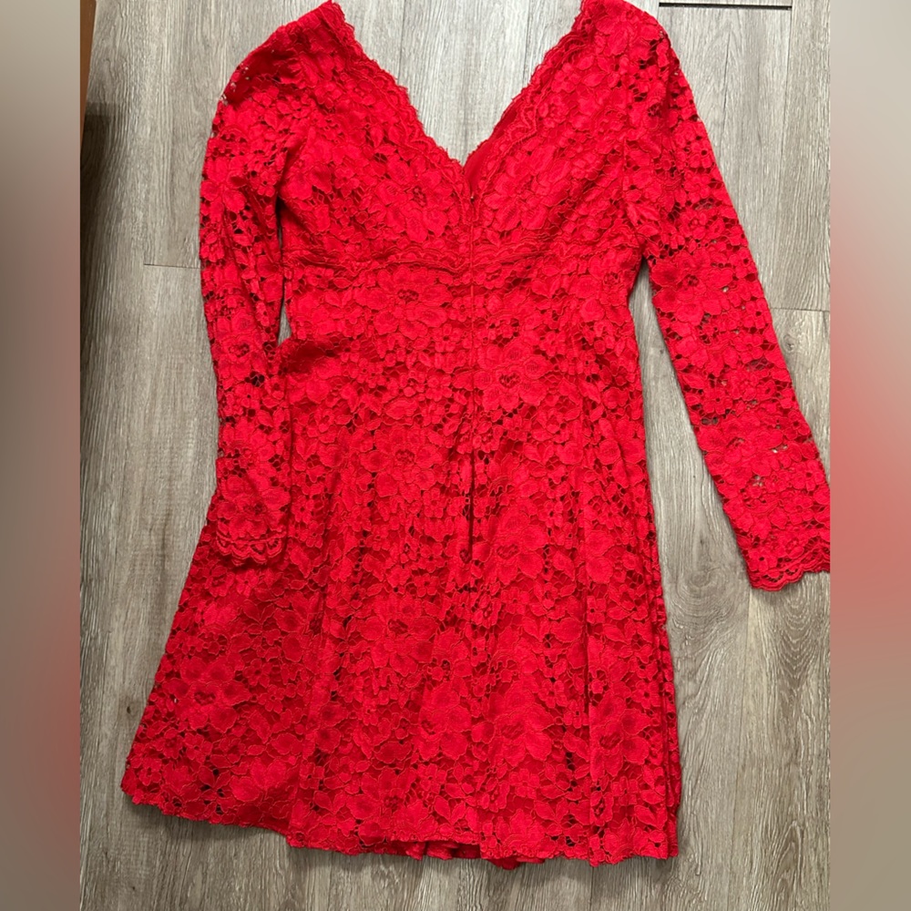 Beautiful red lace Vera Wang dress. Only worn once!
